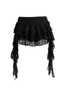 lot 6205 image: Womens Mini Lace Skirts Y2K Ruffle Pleated Going Out Skirt with Shorts (Red, X-Small)