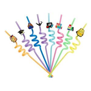 lot 6209 image: NIEITRK 24 Pcs Graduation Straws, Reusable Drinking Straws for Grad Party Graduation Party Supplies Drinking Straw Plastic Straw for Beverage Cocktail School Grad Decor