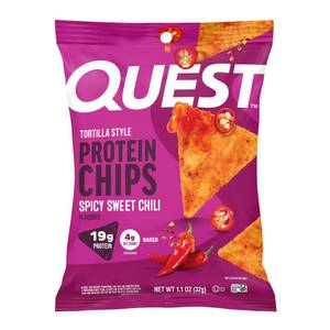 lot 9288 image: Quest Nutrition Spicy Sweet Chili Tortilla Chip, 19g Protein, 4g Net Carb, High Protein Low Carb, Gluten Free, 1.1 oz (Pack of 12)