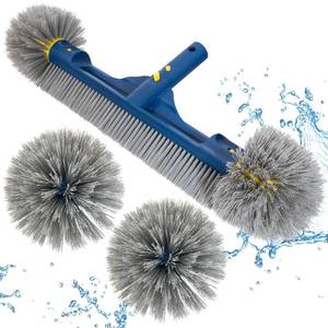 lot 9308 image: POOLAZA 18���� & 20���� Pool Brushes with Round Ends, Detachable Pool Brushes for Cleaning Pool Walls & Tiles, 2 in 1 Pool Brush Head for Inground PoolsAbove Ground Pools,High-Efficient Pool Scrub Brush