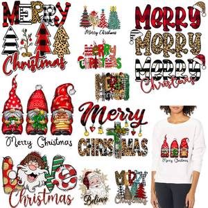 lot 10042 image: AMONEYLS Christmas Iron On Decal Heat Transfer Patches for Clothing Iron On Transfer Vinyl Stickers Washable 10pcs Heat Press Decals