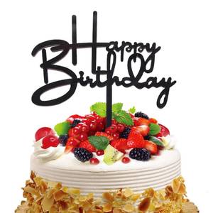 lot 10057 image: Acrylic Happy Birthday Cake Topper Black Mirror Cake Decoration for Birthday Party Cake Decor Supplies