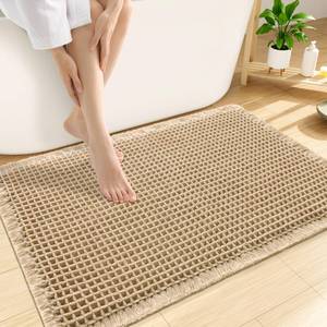 lot 10065 image: Smiry Waffle Bath Mat 30x20, Extra Soft Absorbent Bathroom Rugs, Non Slip Machine Washable Quick Dry Bath Rugs for Bathroom Floor, Tub, Shower, Home Decor Accessories, Brown