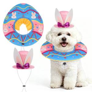 lot 10095 image: SCENEREAL Dog Easter Outfit, Bunny Hat and Scarf Costume Set for Small Medium Dogs, Funny Holiday Pets Rabbit Easter Egg Design, Puppy Large Cat Cosplay Party Apparel Accessory