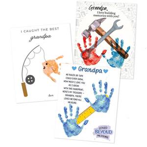 lot 10096 image: Fathers Day Grandpa Gifts Crafts from Kids - Custom Handprint Set 3, Personalized Best Grandpa Ever Handprint Kit Family Handprint Craft