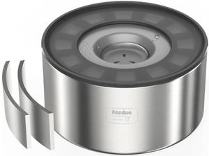 lot 19050 image: Feedoo 1Gallon No Spill Water Bowl for Dogs, Double-Wall Stainless Steel with Splash-Proof Paws Lid and Floating Disk, Non-Slip Base, Easy to Clean Slow Water Feeder for Large Medium Dogs