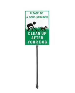 lot 20018 image: Thten Please Clean Up After Your Dog,Pick Up Your Dog Poop Signs, Dog Poop Sign,12 x 8 Yard Sign with Stake Kit,18 inch tall,Be a Good Neighbor Sign, Easy Install,Rustproof Aluminum 1 Pack