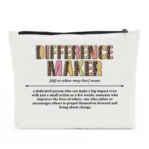 lot 20363 image: Difference Maker Definition, Difference Maker Gift, Makeup Bag Cosmetic Bag, Office Accessories, Office Gifts, Birthday Retirement Appreciation Thank You Gifts for Women Female Friend Boss Coworker
