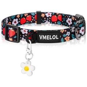 lot 20378 image: VMELOL Dog Collar for Small-Medium-Large Dogs - Cute Distinctive Floral Patterns Removable Flower Collar Charms for Girl Boy Dogs,Puppies (Strawberry, Small)
