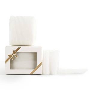 lot 20409 image: HUIHUANG White Velvet Ribbon 2 inch Handmade Fring Frayed Velvet Fabric Ribbon for Gift Wrapping, Flower Bouquet, Invitations, Holiday Christmas Decor, Wedding Bridal Shower Decor-3 Yards