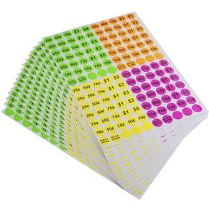 lot 20436 image: ONUPGO Garage Sale Stickers, 34 Round Label Yard Sale Price Stickers Preprinted Removable Pricing Labels, Bright Neon Colors with Blank Label (2240 Pcs)
