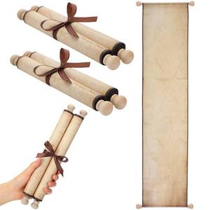 lot 20448 image: MotiMind 1 Pack Blank Paper Scrolls 9 x 36 Inches Blank Scroll Paper with Wood Rods for Writing, Drawing, Calligraphy, Wedding Vows, Invitation, Renaissance Festivals