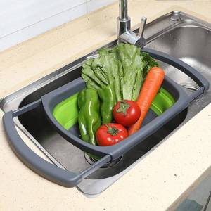 lot 20450 image: Qimh Colander collapsible, Colander Strainer Over The Sink Vegetable Fruit Strainer Basket (6 Quart) with Extendable Handles, New Kitchen Essentials