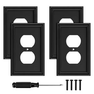 lot 20462 image: Black Modern Decorative Outlet Covers Wall Plate Electrical Switch Plates and Receptacle Outlet Covers Bamboo Fiber Material Wall Plates for Kitchen Bathroom (1 Gang Duplex Outlet-4 Pack)