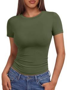 lot 20477 image: AUTOMET Womens Crew Neck Short Sleeve Basic T-Shirt 2026 ArmyGreen 2XS