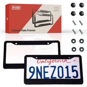 lot 20490 image: 2 Pack Matte Black License Plate Frames, 2 Holes Solid Aluminum Universal Car License Plate Cover for Men Automotive Exterior Accessories with Screw Caps (Black)