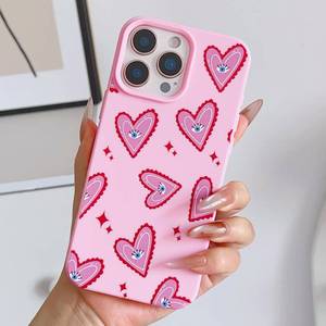 lot 20497 image: wanguagua for iPhone 16 Pro Max Case Summer Cute Hearts Eyes Hot Pink
