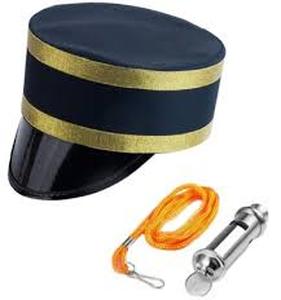 lot 4361 image: Tigerdoe Conductor Hat and Whistle Set