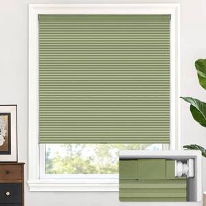 lot 1607 image: LazBlinds Cordless Cellular Shades, No Tools No Drill Blackout Honeycomb Shades Pleated Blinds for Windows, 36 W x 64 H, Green