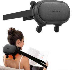 lot 1614 image: Nekteck Shiatsu Neck Massager with Heat, Cordless 6D Back Shoulder Kneading Massage Pillow, Body Muscle Relaxation Tools for Pain Relief Deep Tissue, FSA Eligible Gifts for Mom Dad Men Women