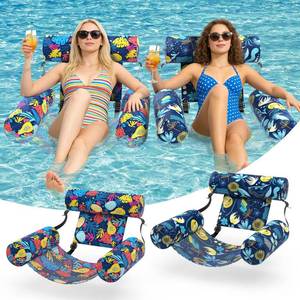 lot 1654 image: Sunikko X Pool Floats Adult 2 Packs Fabric Heavy Duty Inflatable Pool Chair Hammock, Blow Up Floaties for Adults, Hawaii Flower Floats for Pool Floating, Party Summer Toys Water Beach Lake Fun