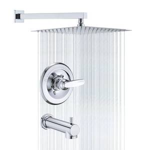 lot 1662 image: RAINREVIVE Replacement Faucet Shower Trim Kit for Delta 13001400 & 1314 Series, Tub Shower Faucet Set, High Pressure 12 Square Rain Shower Head - Chrome (ValveCartridge Not Included)