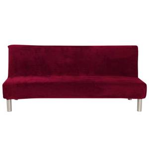 lot 2043 image: MIFXIN Armless Sofa Bed Cover Stretch Futon Slipcover Plush Thicker Solid Color 3 Seat Full Folding Sofa Couch Futon Furniture Protector Cover Without Armrests (Red)