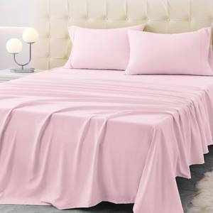 lot 2046 image: Homilay Twin Size Bed Sheet Set - 3 Piece Soft Microfiber Sheets with Deep Pockets, Cooling Technology, and Wrinkle-Free Pillowcase. Hotel-Quality, Durable Bedding, Light Pink