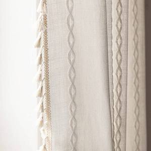 lot 2051 image: Deeprove White Boho Curtains 84 Inches Long for Bedroom Living Room, Cream Chic Linen Cotton Embroidered Semi Blackout Bohemian Farmhouse Window Treatment Drape Vintage Tassels, 1 Panel W52 x L84