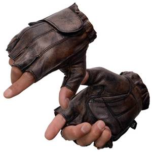lot 2060 image: Milwaukee Leather Mens Distressed Brown Fingerless Gloves wGel Palm (2X-Large)