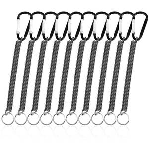 lot 2062 image: Fishing Lanyards, 10 Pcs Heavy Duty Retractable Coiled Lanyard Spring Coil Cord Keychain, Fishing Tool Tether Steel Wire Coiled Lanyard with Keychain for Pliers Boating Kayak Pliers Boating, Black