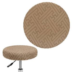 lot 2064 image: M METERXITY 1-Pack Bar Stool Covers Round, for 14-16 Inch Polyester Strip Pattern Seat Covers with Elastic Bands for Bar StoolRound Cushion Light Brown