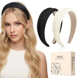 lot 2084 image: obeoby Trendy White Black Headbands, 1.6Inch Non-Slip Wide Fashion Headbands for Women Girls Hard Head Band Accessories