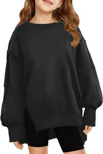 lot 2090 image: CharmWM Sweatshirts For Teen Girls Trendy Crewneck Oversized Kids Tops Long Sleeve Cute Fall Clothes Black 140