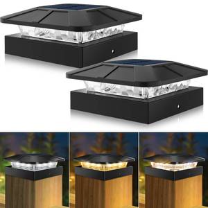 lot 2091 image: Peasur 4x4 Solar Post Cap Lights Outdoor with 3 Lighting Modes, 2 Packs LED Post Light Solar Powered Waterproof, Fence Deck Lights for 4�43.5�3.5 WoodVinyl Posts