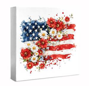 lot 2114 image: WXHUM Patriotic Red White and Blue Decorations, Vintage Americana Patriotic Tiered Tray Decor Sign, Independence Day Memorial Day Decorations, Fourth of July Decor for Home Office Table Shelf, 5x5 inch