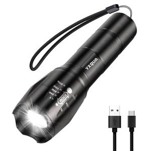 lot 2116 image: YXQUA USB-C Rechargeable Flashlights for Power Outage, 1000 Lumen Super Bright LED Emergency Flashlight for Home, Zoomable Tactical Flash Light with 3 Modes for Hurricane Camping Car