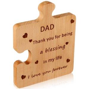 lot 2498 image: Roowest Dad Gift from Daughter Son, Dad Birthday Presents, 6.3 x 7.87 x 0.59 Inch Engraved Natural Wooden Block Fathers Day Decor, Unique Wooden Puzzle Gift for Birthday, or Christmas