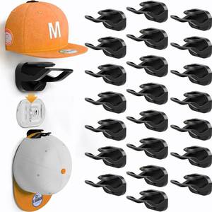 lot 3959 image: ApexHub 22 Pack Adhesive Hat Hooks for Wall, Removable Hat Rack for Baseball Caps, New Upgrade Wall Hat Holder, Hat Hanger(Black)