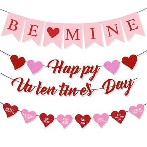lot 4047 image: Valentines Day Decorations Set with BE Mine Banner,Happy Valentines Day Banner,Heart Garlands for Valentines Decor,Home Classroom Office Wedding Party Anniversary