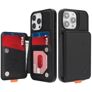 lot 4051 image: GUERNICA for iPhone 13 Pro (6.1) Case Wallet with Card Holder, RFID Blocking Leather Protection, Shockproof Women Men Phone Case for Apple 13 Pro, Black