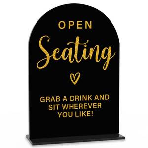 lot 4057 image: Acrylic Wedding Sign, Bridal Shower Decorations, Open Seating Sign for Ceremony, Modern Font Table Signs, Acrylic Table Top Signs for Wedding Reception and Event Party (Black Gold)
