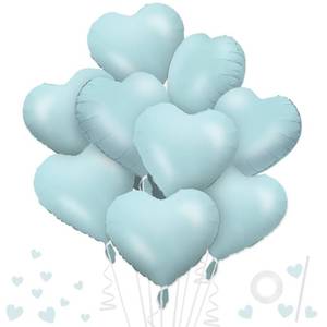 lot 4068 image: Baby Blue Heart Balloons, 15PCS Foil Mylar Heart Shaped Balloon Valentines Day Decorations, 18 Inch Light Blue Helium Valentines Balloons for Wedding Bridal Shower Birthday Baby Shower Party Supplies
