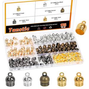 lot 4076 image: Tanstic 175Pcs Cord End Caps, 10mm Plastic Tassel Caps Leather Cord End Caps for Jewelry Making DIY Crafts (5 Colors)