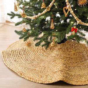 lot 4084 image: Seenelling 36 Inch Rattan Wicker Christmas Tree Skirt Hyacinthus Woven Natural Rustic Farmhouse Xmas Tree Skirt Decoration for Christmas Home Xmas Holiday Party Decor