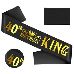 lot 4105 image: SKJIAYEE 40th Birthday King Sash with Gold Foil - Soft Satin Black 40th Birthday Sash for Men 40th Fabulous Bday Party, Great for Men 40 Bday Gifts Ideas, Large Enough Size (35.4x3.74 inch)