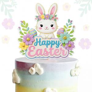 lot 4112 image: 1 Pcs Rabbit Cake Topper Easter Cake Topper Bunny Cake Topper Easter Party Cake Topper Decorations (Bunny Style2) (Style 19)