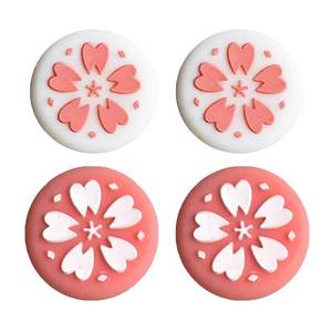 lot 4130 image: 4 Pcs Silicone Joystick Thumb Stick Grip Cover, Analog Controller Gamepad Thumb Stick Grips Thumbsticks Joystick Cap Cover for Nintendo Switch NS Controller Joy-Con, Pink Sakura
