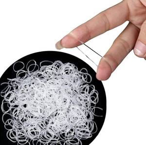lot 4134 image: Cosy Companions 250x Clear Hair Elastics, Rubber Bands For Hair Ties For Thin Hair, Mini, Plastic (Clear)