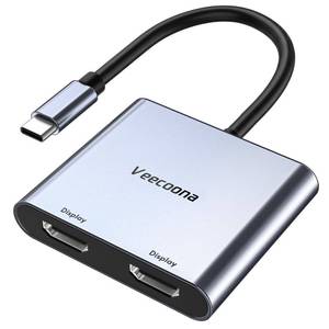 lot 4147 image: USB C to Dual HDMI Adapter  4K60Hz HDMI Splitter Extended Display for Dual Monitors,Type C Converter for WindowsmacOS,Windows Allows 3 Separate Screens,MST Mode (Extended displays) Only for Win OS